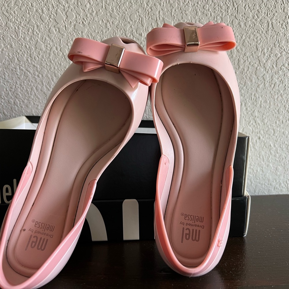 Mini Melissa Light Pink Flats with Bow